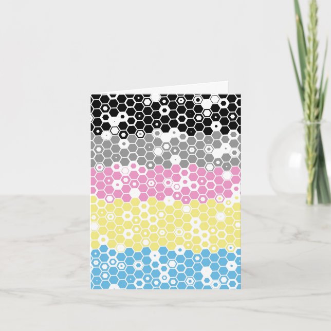 Funky Geometric Mod Abstract Polygender Pride Flag Thank You Card (Front)