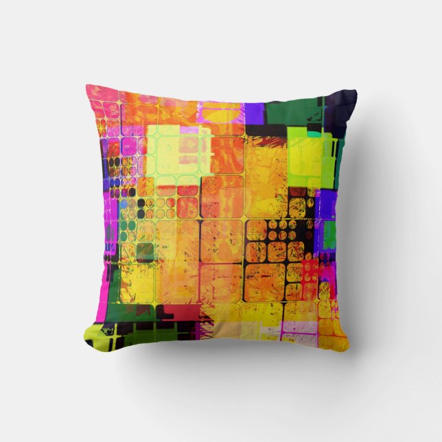 Funky Geometric Multicolored Design Cushion (Front)
