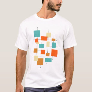 Funky Geometric Squares Mid  Century Retro T-Shirt