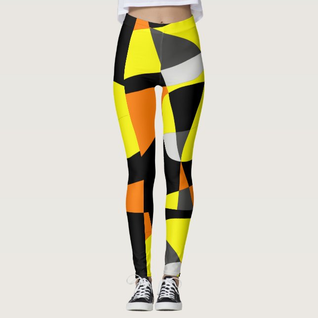 Funky Geometry Abstract Art Sport Leggings (Front)