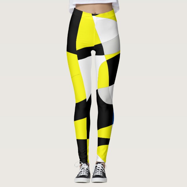Funky Geometry Abstract Art Sport Leggings (Front)