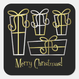 Funky gift box square sticker