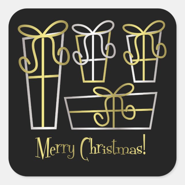 Funky gift box square sticker (Front)