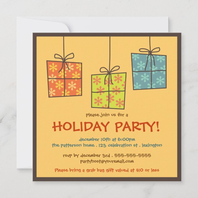 Funky Gifts Retro Holiday Grab Bag Party Invitation (Front)