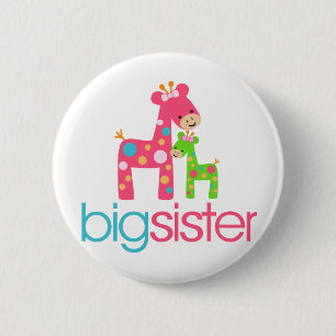 Funky Giraffe Big Sister Tshirt 6 Cm Round Badge