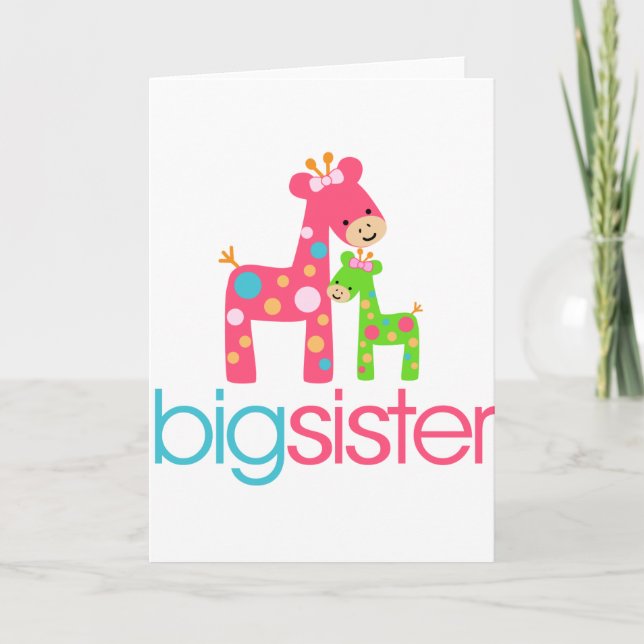 Funky Giraffe Big Sister Tshirt Card (Front)