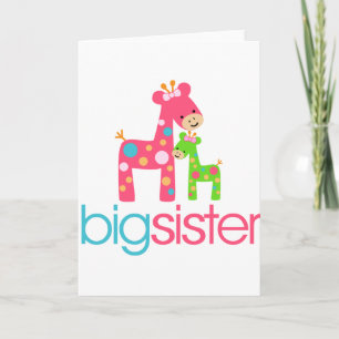 Funky Giraffe Big Sister Tshirt Card