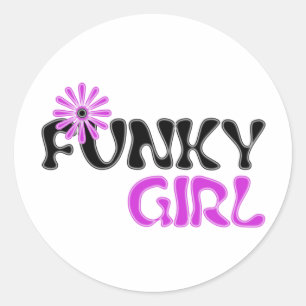 funky girl classic round sticker