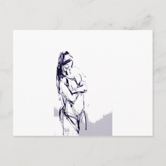 Funky girl design drawing postcard (Front)