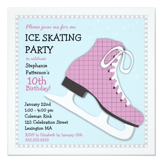 Funky Girl Ice Skating Birthday Party Invitation | Zazzle.com.au