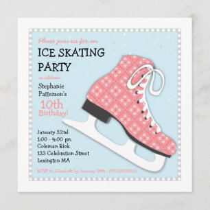 Funky Girl Ice Skating Birthday Party Invitation