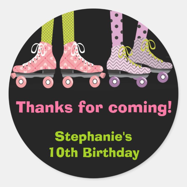 Funky Girls Roller Skating Favour Stickers (Front)