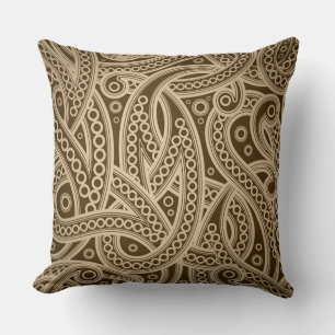 Funky Gold Abstract Paisley Pattern Throw Pillow