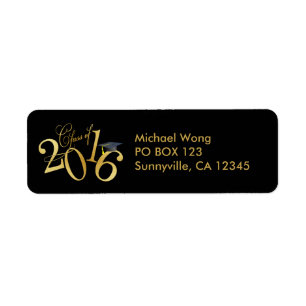 Funky Gold Class of 2016 Graduation Return Address Label