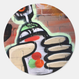 funky graffiti designs classic round sticker