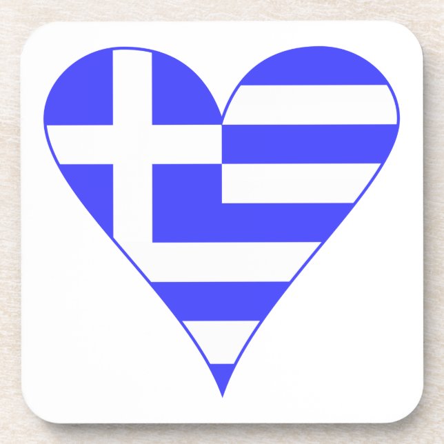 Funky Greek Flag Heart Coaster (Front)
