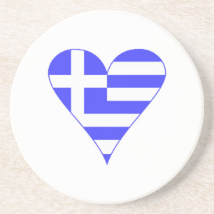 Funky Greek Flag Heart Coaster