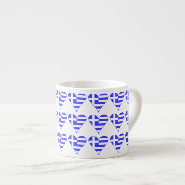 Funky Greek Flag Heart Tiled Espresso Cup (Front Right)