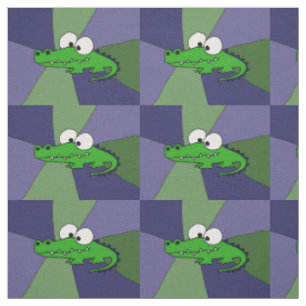 Funky Green Alligator Abstract Art Fabric