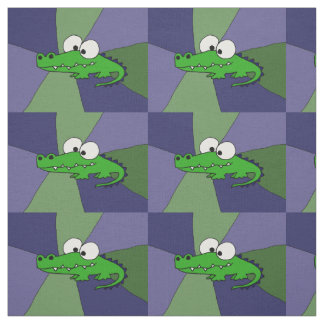 Funky Green Alligator Abstract Art Fabric