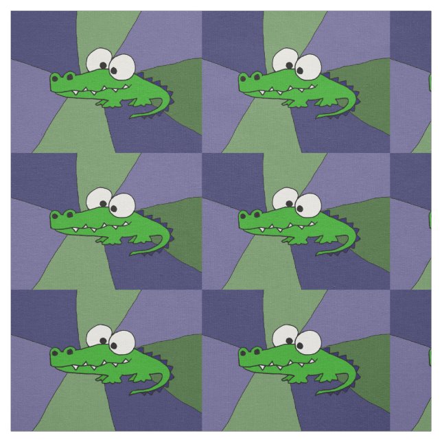 Funky Green Alligator Abstract Art Fabric (Swatch)