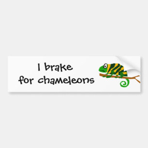 Funky Green and Yellow Chameleon Lizard Art Bumper Sticker