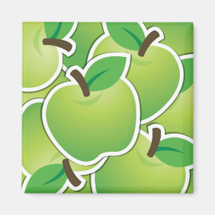 Funky green apples magnet