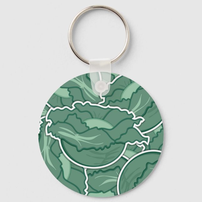 Funky green cabbage key ring (Front)
