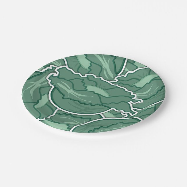 Funky green cabbage paper plate (Angled)