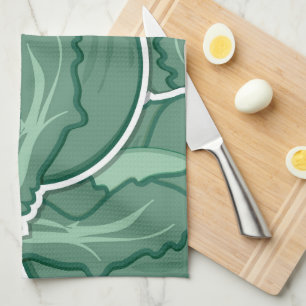 Funky green cabbage tea towel
