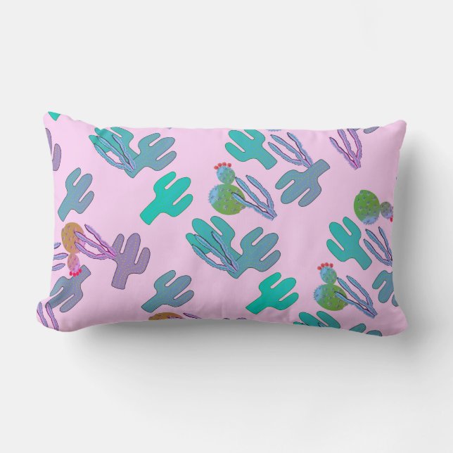 Funky Green Cactus Pattern Cushion Pillow (Front)