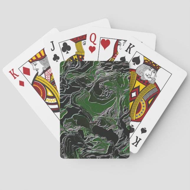 Funky Green Camo Playing Cards (Back)