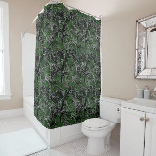 Funky Green Camo Shower Curtain