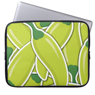 Funky green chilli peppers laptop sleeve