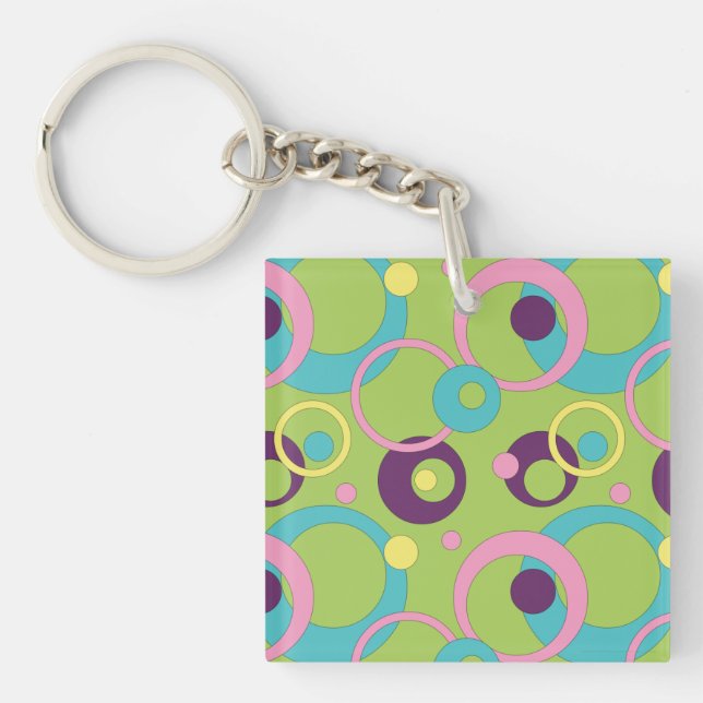 Funky Green Circles Acrylic Keychain (Front)