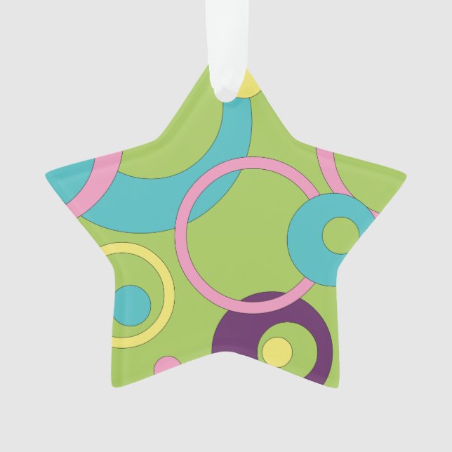Funky Green Circles Acrylic Ornament (Front)