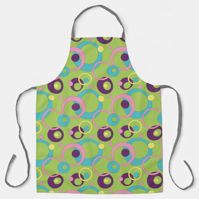 Funky Green Circles All-Over Print Apron (Front)