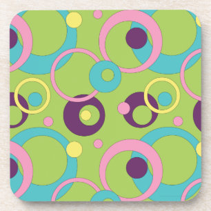 Funky Green Circles Cork Coaster