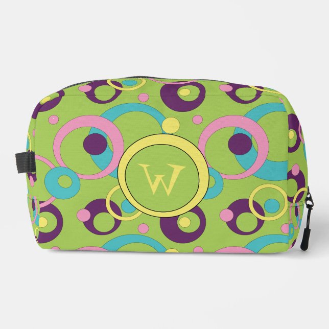 Funky Green Circles Dopp Kit (Front)