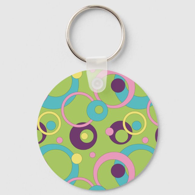 Funky Green Circles Keychain (Front)