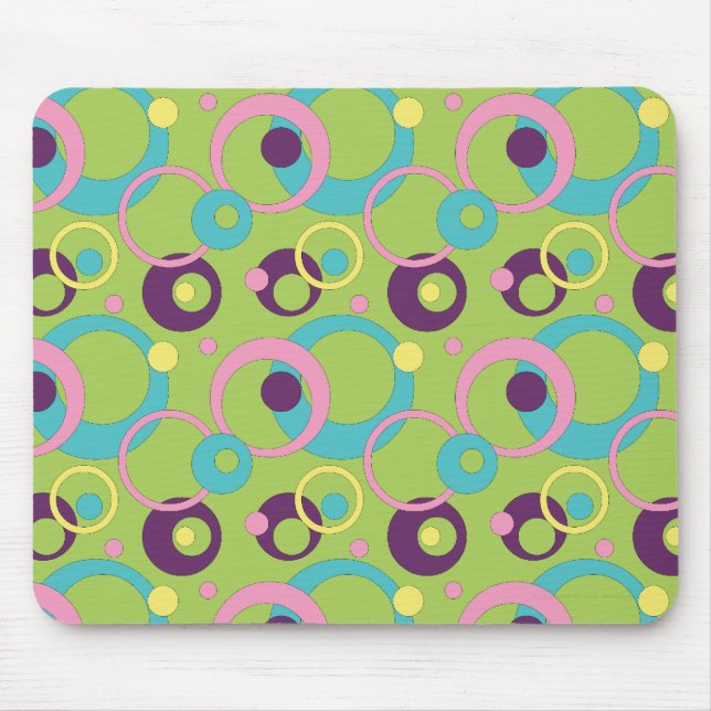 Funky Green Circles Mousepad (Front)