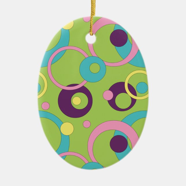Funky Green Circles Ornament (Front)