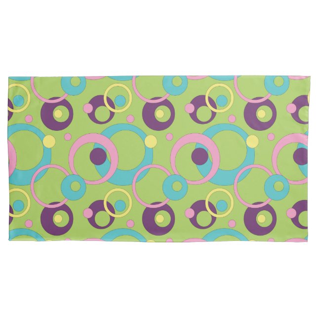 Funky Green Circles Pillow Case (Front)
