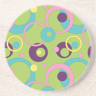 Funky Green Circles Sandstone Coaster