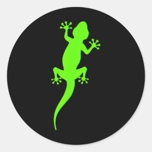 Funky Green Climbing Gecko Classic Round Sticker