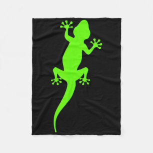 Funky Green Climbing Gecko Fleece Blanket