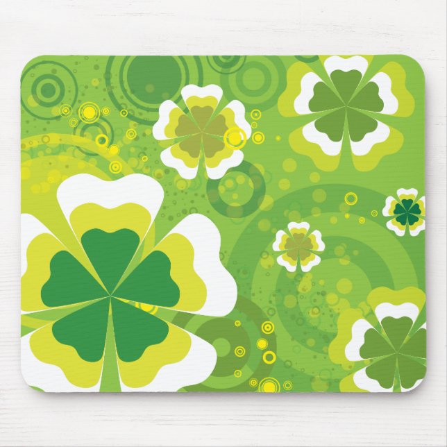 Funky Green Flowers Mouse Pad (Front)