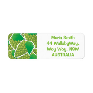 Funky green grapes return address label