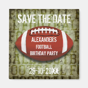 Funky Green Grunge Football Save The Date Magnet