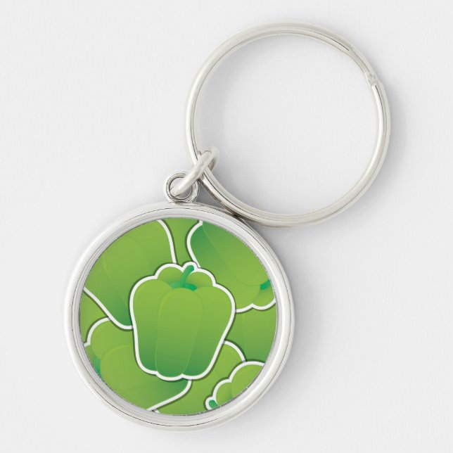 Funky green pepper key ring (Front)